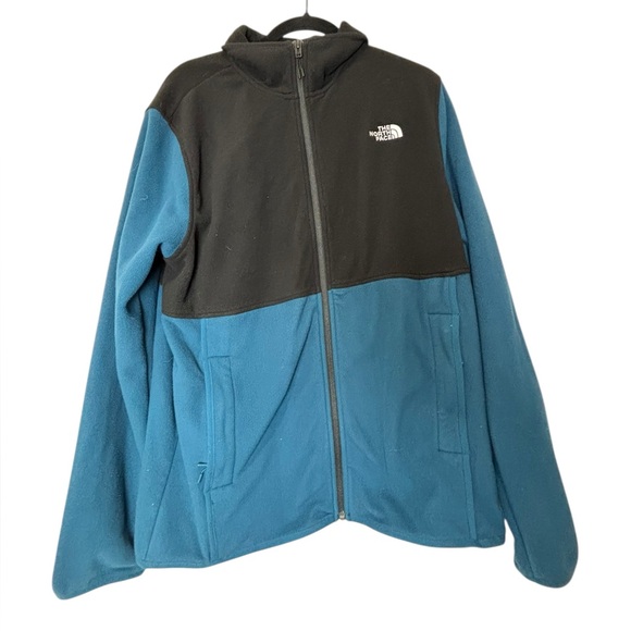 The North Face Mens Large Full Zip Fleece Jacket Blue Black Hiking Outdoor - Picture 3 of 9